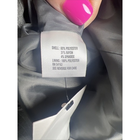 Calvin Klein Pinstripe Two Button Lined Stretch Blazer Size 12 Gray & White - Picture 7 of 11